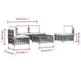 vidaXL 5-delige Loungeset met kussens staal wit