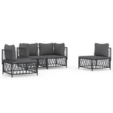 vidaXL 4-delige Loungeset met kussens staal wit