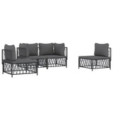 vidaXL 4-delige Loungeset met kussens staal wit