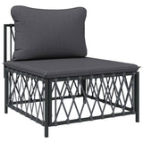 vidaXL 4-delige Loungeset met kussens staal wit