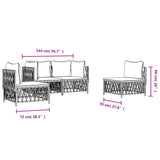 vidaXL 4-delige Loungeset met kussens staal wit