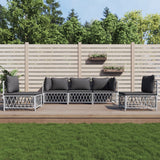 vidaXL 4-delige Loungeset met kussens staal wit