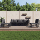 vidaXL 4-delige Loungeset met kussens staal wit