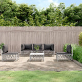 vidaXL 4-delige Loungeset met kussens staal wit
