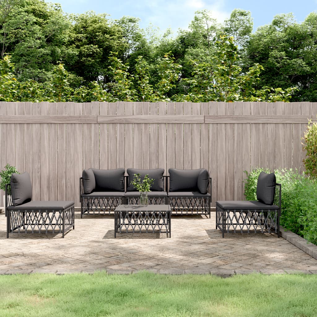 vidaXL 4-delige Loungeset met kussens staal wit