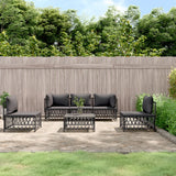 vidaXL 4-delige Loungeset met kussens staal wit