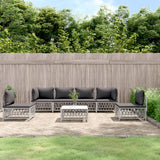 vidaXL 4-delige Loungeset met kussens staal wit