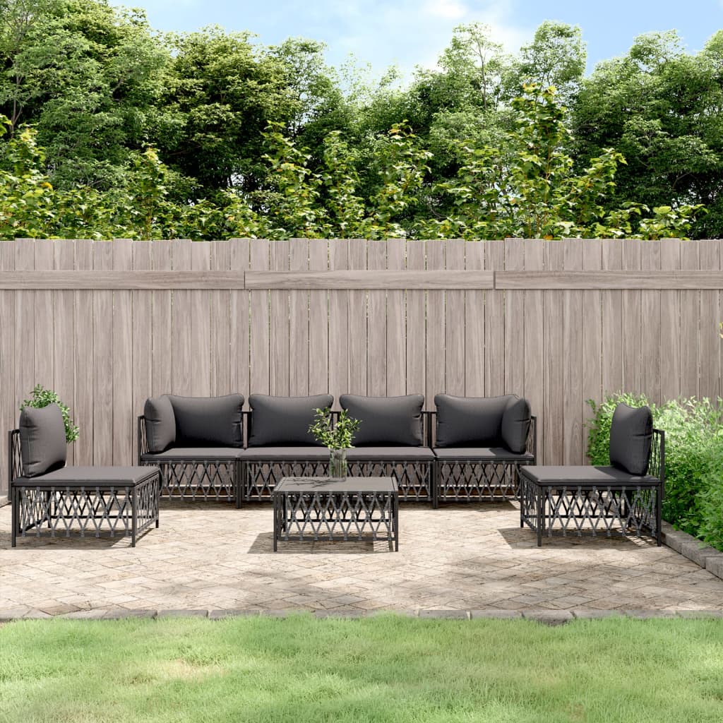 vidaXL 4-delige Loungeset met kussens staal wit