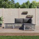 vidaXL 3-delige Loungeset met kussens staal wit