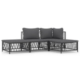 vidaXL 3-delige Loungeset met kussens staal wit
