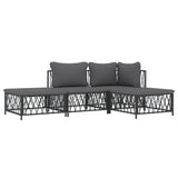 vidaXL 3-delige Loungeset met kussens staal wit