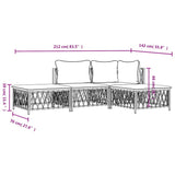 vidaXL 3-delige Loungeset met kussens staal wit