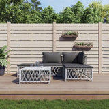 vidaXL 3-delige Loungeset met kussens staal wit