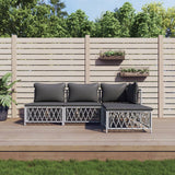 vidaXL 3-delige Loungeset met kussens staal wit