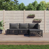 vidaXL 3-delige Loungeset met kussens staal wit