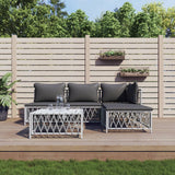vidaXL 3-delige Loungeset met kussens staal wit