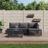 vidaXL 3-delige Loungeset met kussens staal wit