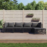 vidaXL 3-delige Loungeset met kussens staal wit