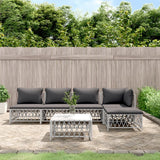 vidaXL 3-delige Loungeset met kussens staal wit