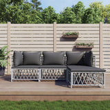 vidaXL 3-delige Loungeset met kussens staal wit