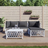 vidaXL 3-delige Loungeset met kussens staal wit