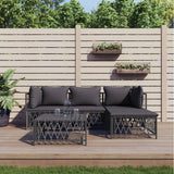 vidaXL 3-delige Loungeset met kussens staal wit