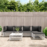 vidaXL 3-delige Loungeset met kussens staal wit