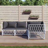 vidaXL 3-delige Loungeset met kussens staal wit