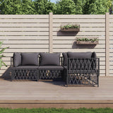 vidaXL 3-delige Loungeset met kussens staal wit
