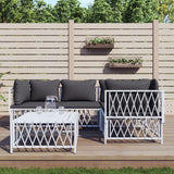 vidaXL 3-delige Loungeset met kussens staal wit