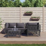 vidaXL 3-delige Loungeset met kussens staal wit