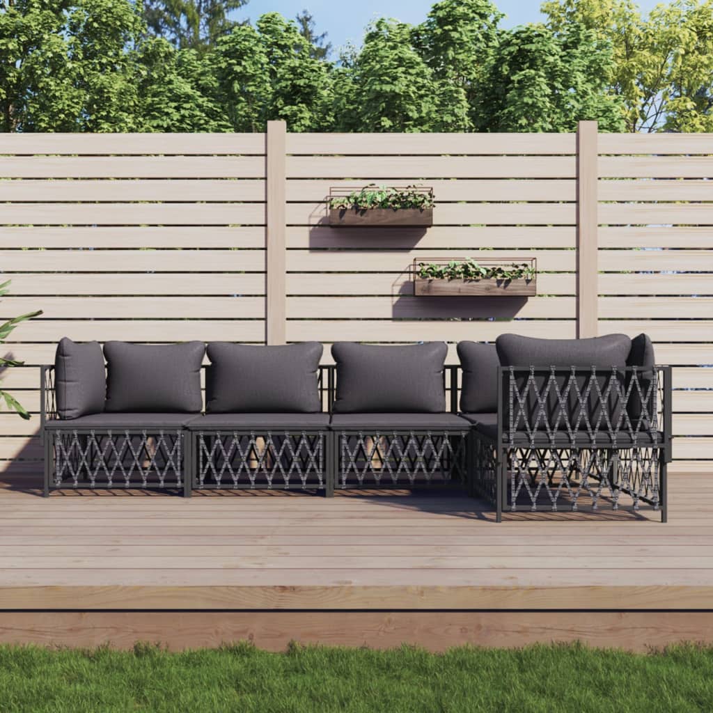 vidaXL 3-delige Loungeset met kussens staal wit