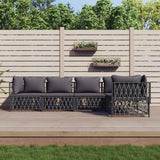 vidaXL 3-delige Loungeset met kussens staal wit