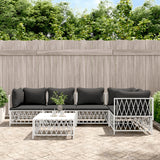 vidaXL 3-delige Loungeset met kussens staal wit