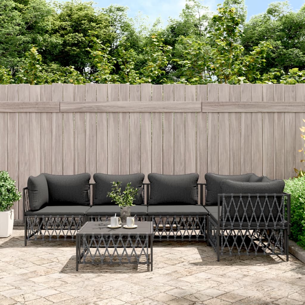 vidaXL 3-delige Loungeset met kussens staal wit