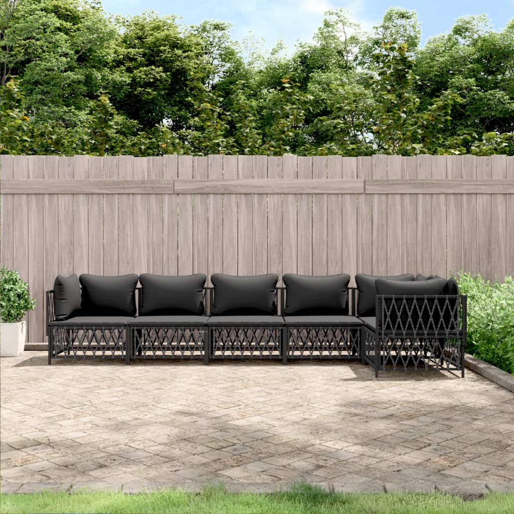 vidaXL 3-delige Loungeset met kussens staal wit