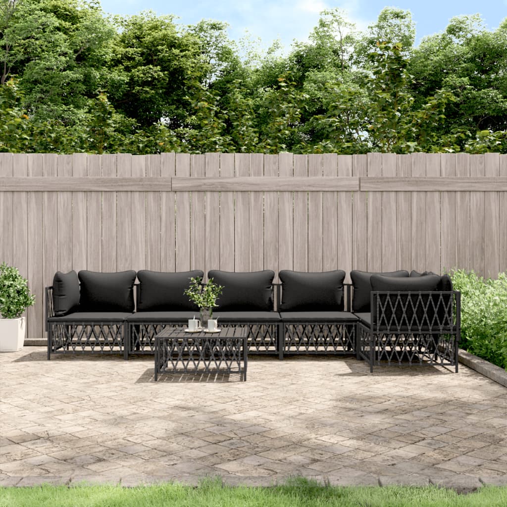 vidaXL 3-delige Loungeset met kussens staal wit