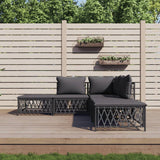 vidaXL 3-delige Loungeset met kussens staal wit
