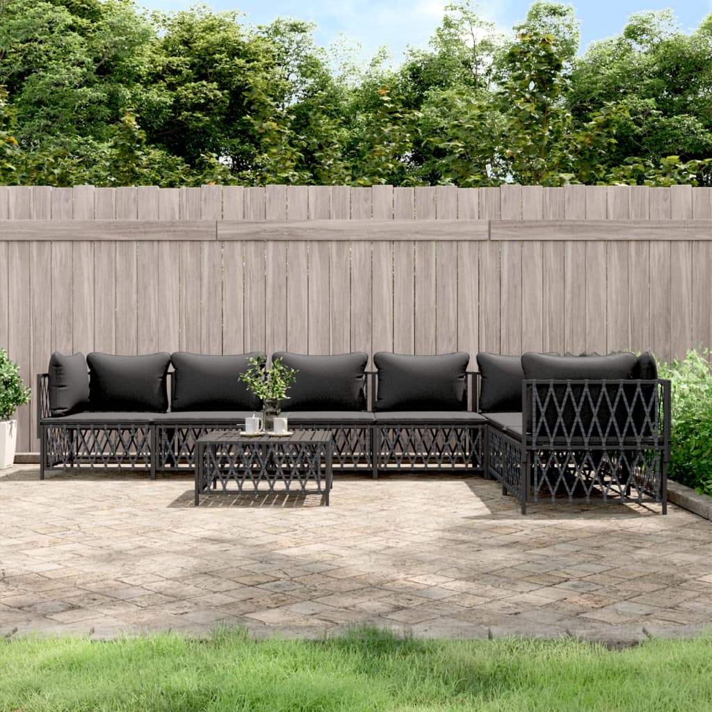 vidaXL 3-delige Loungeset met kussens staal wit