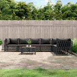 vidaXL 3-delige Loungeset met kussens staal wit