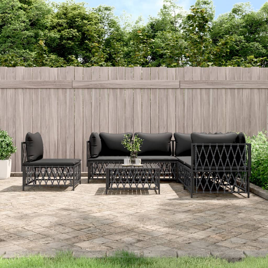 vidaXL 6-Piece Lounge Set with Cushions Steel White