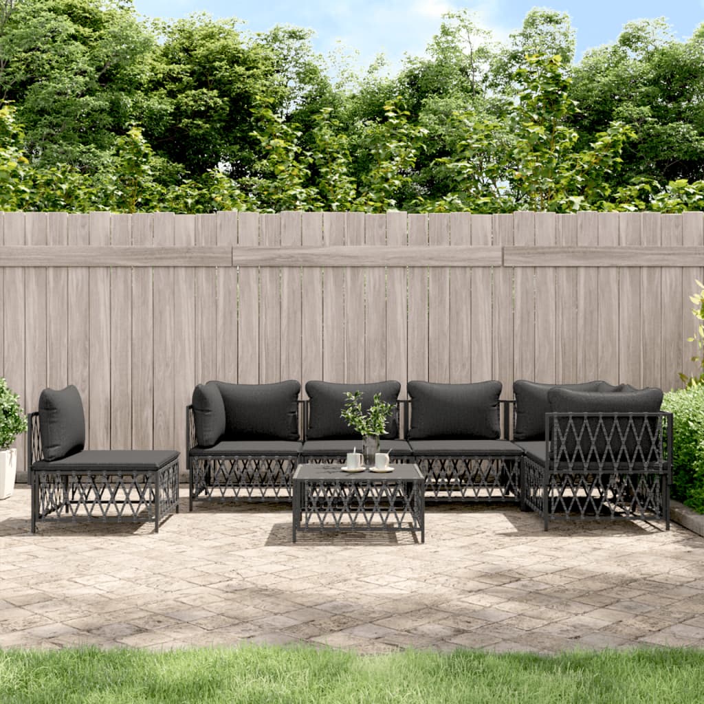 vidaXL 6-Piece Lounge Set with Cushions Steel White