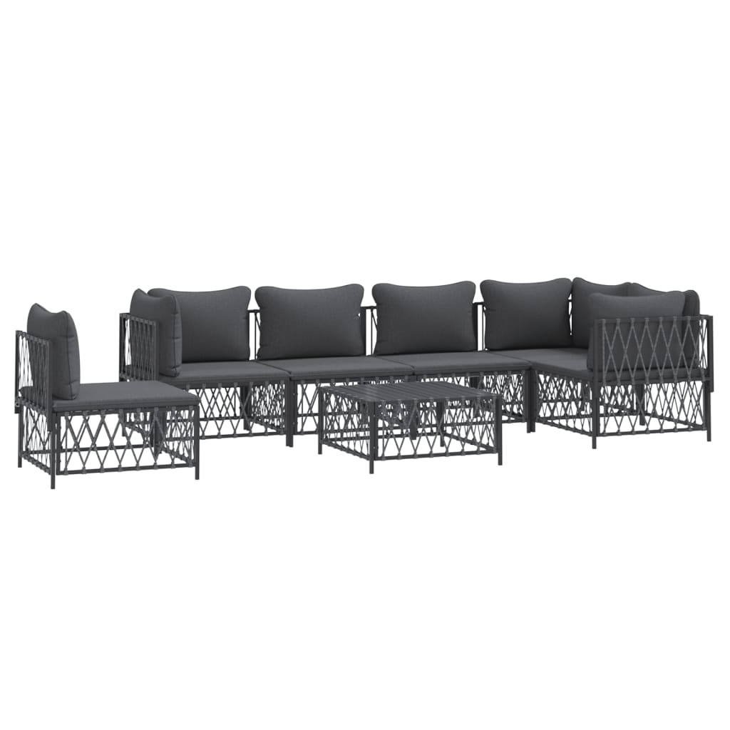 vidaXL 6-Piece Lounge Set with Cushions Steel White