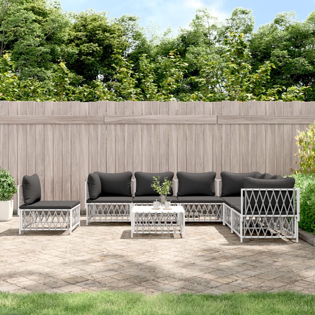vidaXL 6-Piece Lounge Set with Cushions Steel White