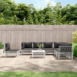 vidaXL 6-Piece Lounge Set with Cushions Steel White