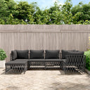 vidaXL 6-delige Loungeset met kussens staal wit
