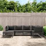 vidaXL 6-delige Loungeset met kussens staal wit