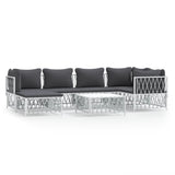 vidaXL 6-delige Loungeset met kussens staal wit