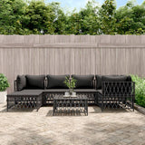 vidaXL 6-delige Loungeset met kussens staal wit