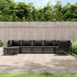 vidaXL 6-delige Loungeset met kussens staal wit